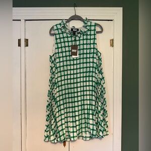 DKNY Green and White Plaid Dress